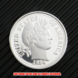 バーバー・ダイム10セント銀貨1894年(レプリカコイン)
